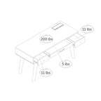 Bureau informatique scandinave Noyer naturel / Blanc / Orme clair avec multiprise – 1 personne