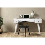 Bureau informatique scandinave Noyer naturel / Blanc / Orme clair avec multiprise – 1 personne