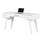 Bureau informatique scandinave Noyer naturel / Blanc / Orme clair avec multiprise – 1 personne