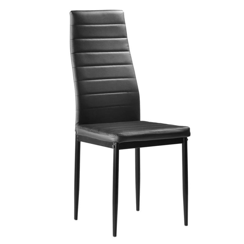 Ensemble de salle à manger 7 pièces noir avec table en verre trempé, pour 6 personnes