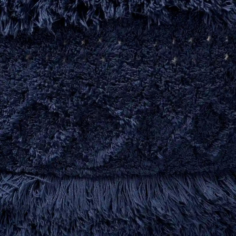 Pouf marocain / Repose-pieds marocain bleu marine, ivoire et orange pour 1 personne