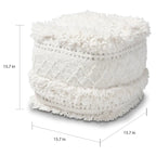 Pouf marocain / Repose-pieds marocain bleu marine, ivoire et orange pour 1 personne
