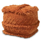 Pouf marocain / Repose-pieds marocain bleu marine, ivoire et orange pour 1 personne