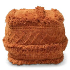 Pouf marocain / Repose-pieds marocain bleu marine, ivoire et orange pour 1 personne