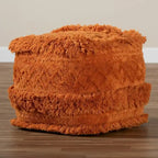 Pouf marocain / Repose-pieds marocain bleu marine, ivoire et orange pour 1 personne