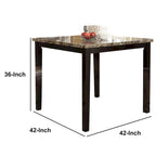 Table à manger carrée, 4 places, noire et plateau marbré