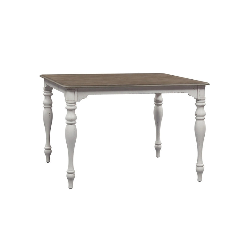 Ensemble de salle à manger 5 pièces hauteur comptoir blanc antique, 4 places