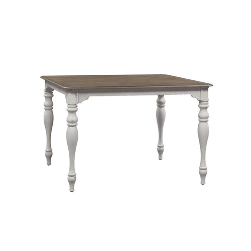 Ensemble de salle à manger 5 pièces hauteur comptoir blanc antique, 4 places
