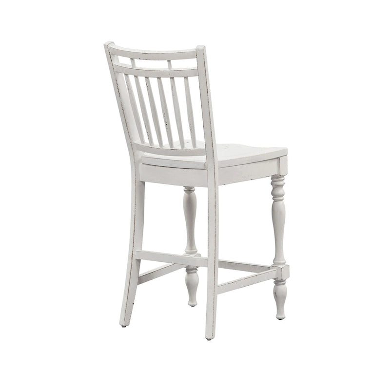 Ensemble de salle à manger 5 pièces hauteur comptoir blanc antique, 4 places