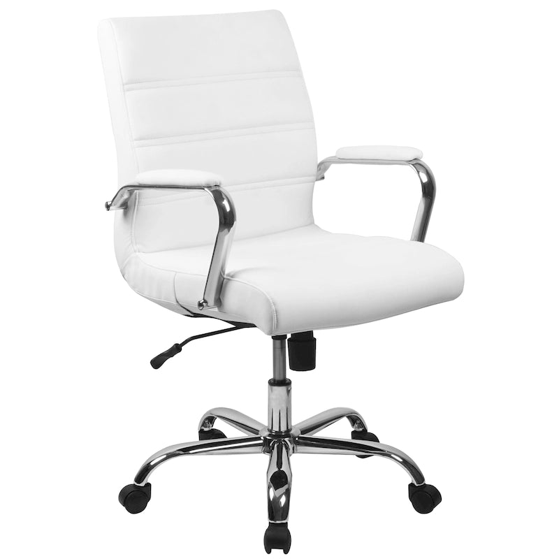 Chaise de bureau pivotante à dossier mi-haut, Leathersoft, plusieurs couleurs et piètements, unité