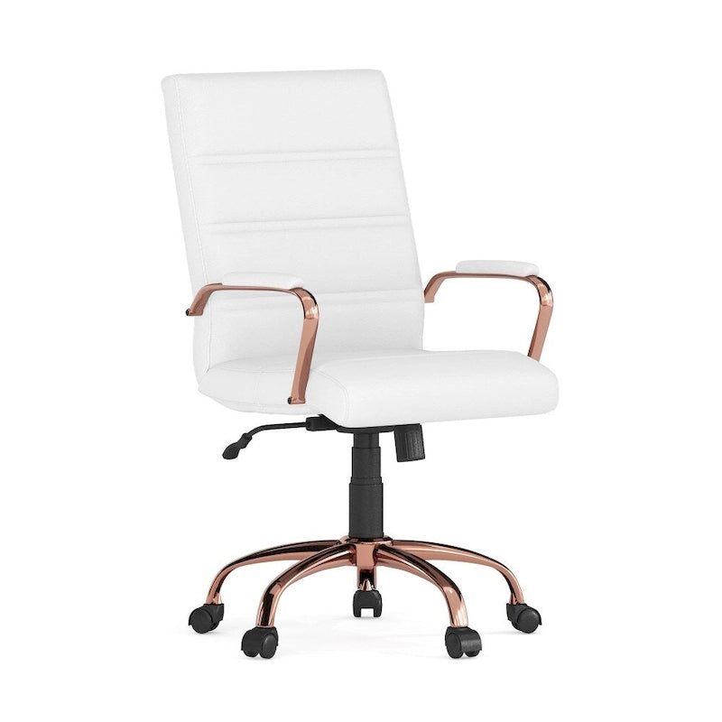 Chaise de bureau pivotante à dossier mi-haut, Leathersoft, plusieurs couleurs et piètements, unité