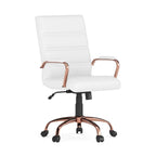 Chaise de bureau pivotante à dossier mi-haut, Leathersoft, plusieurs couleurs et piètements, unité