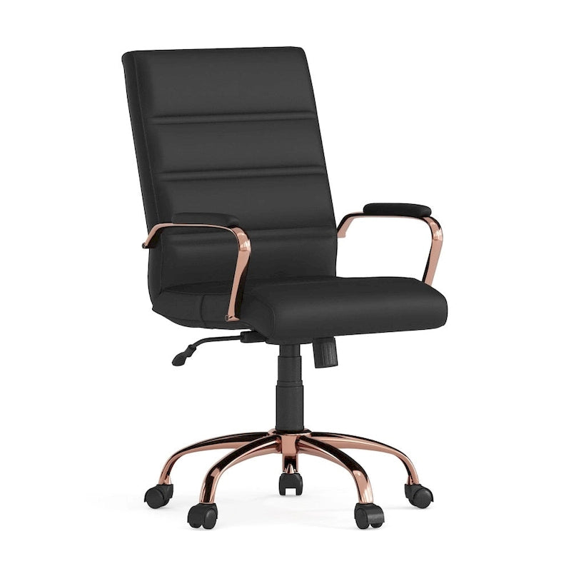 Chaise de bureau pivotante à dossier mi-haut, Leathersoft, plusieurs couleurs et piètements, unité