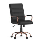 Chaise de bureau pivotante à dossier mi-haut, Leathersoft, plusieurs couleurs et piètements, unité