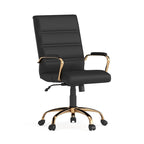 Chaise de bureau pivotante à dossier mi-haut, Leathersoft, plusieurs couleurs et piètements, unité