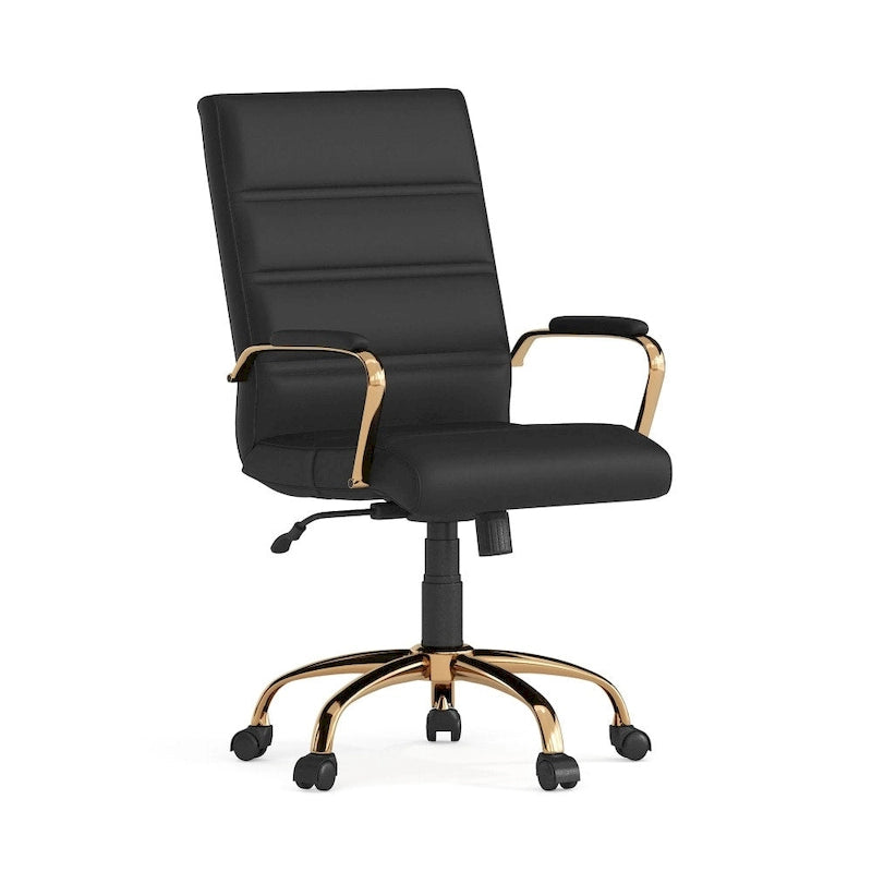 Chaise de bureau pivotante à dossier mi-haut, Leathersoft, plusieurs couleurs et piètements, unité