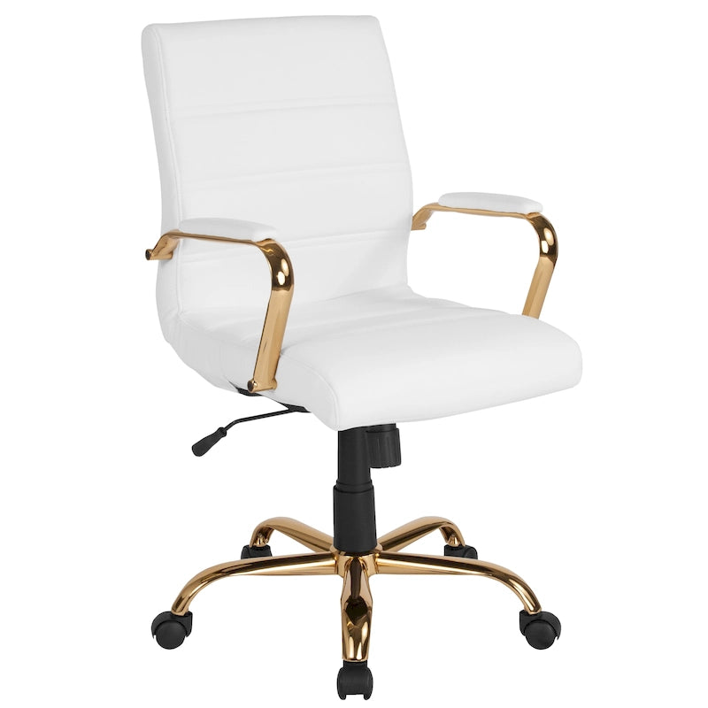 Chaise de bureau pivotante à dossier mi-haut, Leathersoft, plusieurs couleurs et piètements, unité