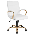 Chaise de bureau pivotante à dossier mi-haut, Leathersoft, plusieurs couleurs et piètements, unité