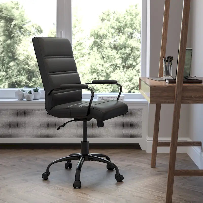 Chaise de bureau pivotante à dossier mi-haut, Leathersoft, plusieurs couleurs et piètements, unité