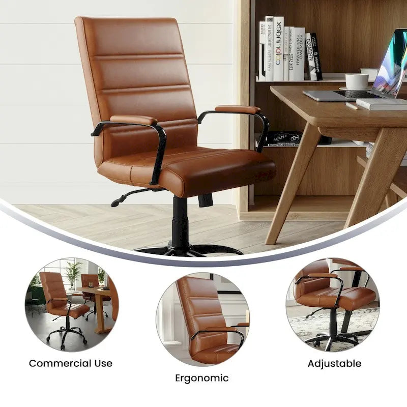 Chaise de bureau pivotante à dossier mi-haut, Leathersoft, plusieurs couleurs et piètements, unité
