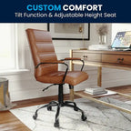 Chaise de bureau pivotante à dossier mi-haut, Leathersoft, plusieurs couleurs et piètements, unité
