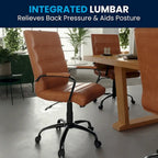 Chaise de bureau pivotante à dossier mi-haut, Leathersoft, plusieurs couleurs et piètements, unité