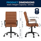 Chaise de bureau pivotante à dossier mi-haut, Leathersoft, plusieurs couleurs et piètements, unité