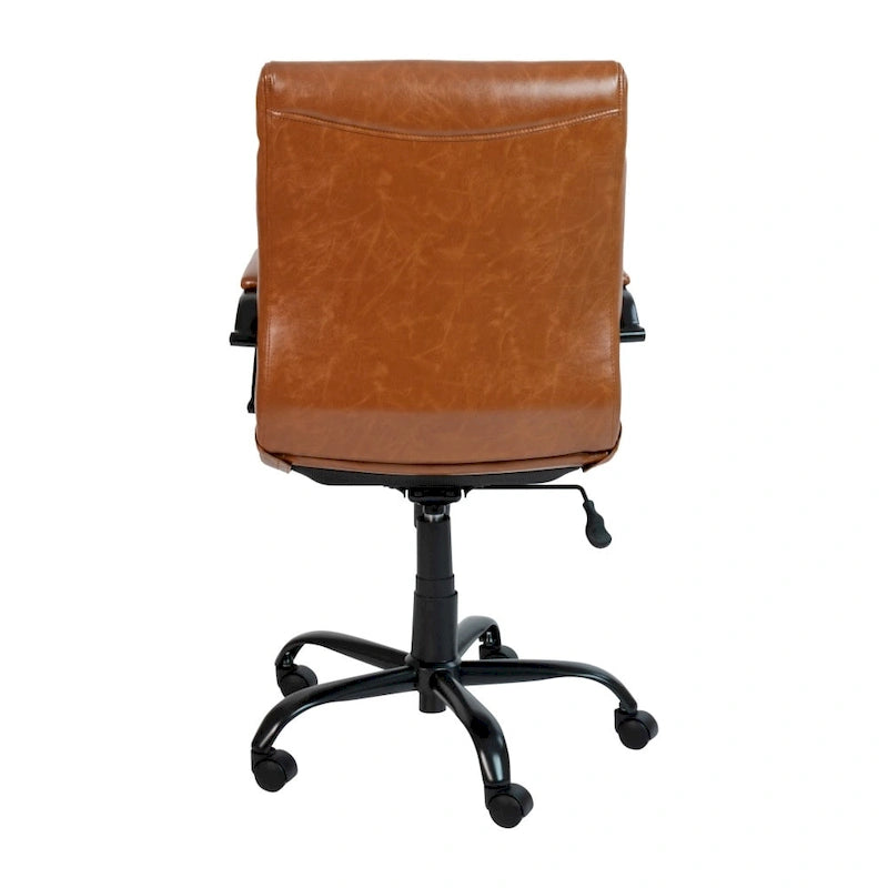 Chaise de bureau pivotante à dossier mi-haut, Leathersoft, plusieurs couleurs et piètements, unité