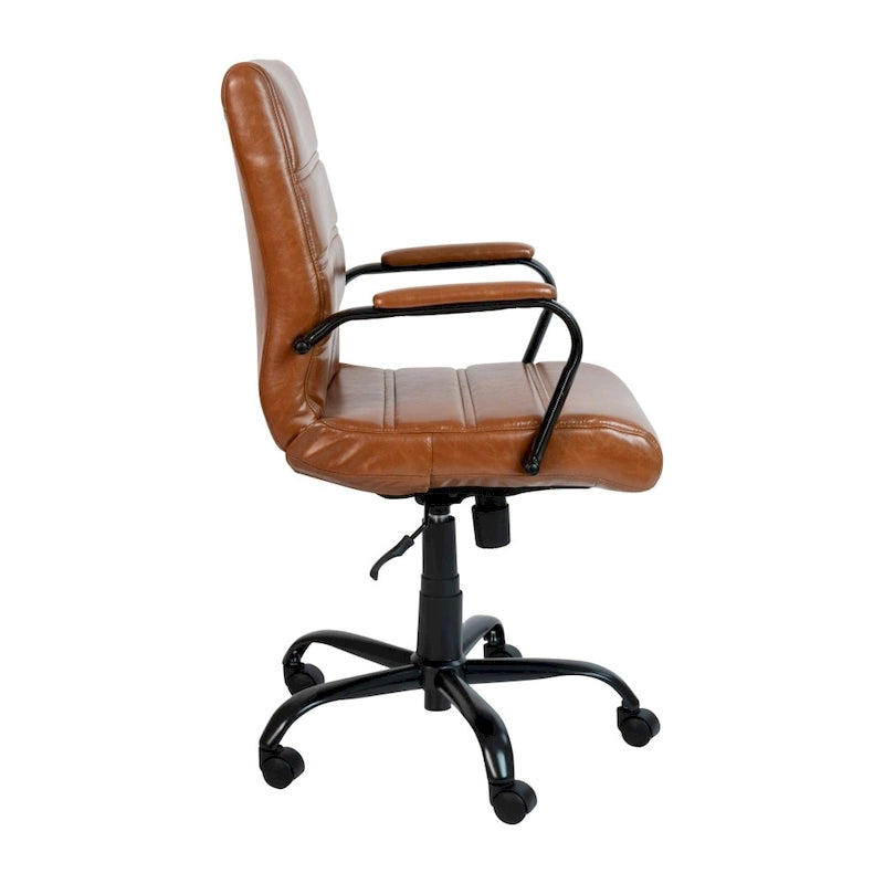 Chaise de bureau pivotante à dossier mi-haut, Leathersoft, plusieurs couleurs et piètements, unité