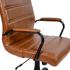 Chaise de bureau pivotante à dossier mi-haut, Leathersoft, plusieurs couleurs et piètements, unité