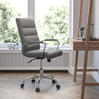 Chaise de bureau pivotante à dossier mi-haut, Leathersoft, plusieurs couleurs et piètements, unité