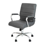 Chaise de bureau pivotante à dossier mi-haut, Leathersoft, plusieurs couleurs et piètements, unité