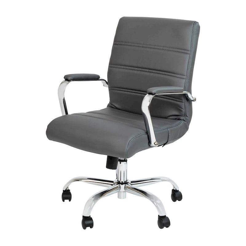 Chaise de bureau pivotante à dossier mi-haut, Leathersoft, plusieurs couleurs et piètements, unité