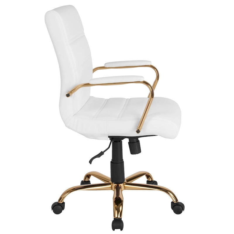 Chaise de bureau pivotante à dossier mi-haut, Leathersoft, plusieurs couleurs et piètements, unité