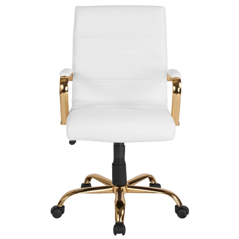 Chaise de bureau pivotante à dossier mi-haut, Leathersoft, plusieurs couleurs et piètements, unité