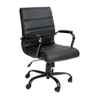 Chaise de bureau pivotante à dossier mi-haut, Leathersoft, plusieurs couleurs et piètements, unité