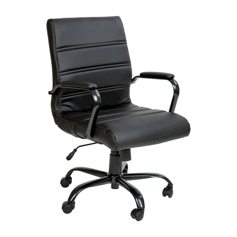 Chaise de bureau pivotante à dossier mi-haut, Leathersoft, plusieurs couleurs et piètements, unité