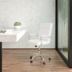 Chaise de bureau pivotante à dossier mi-haut, Leathersoft, plusieurs couleurs et piètements, unité