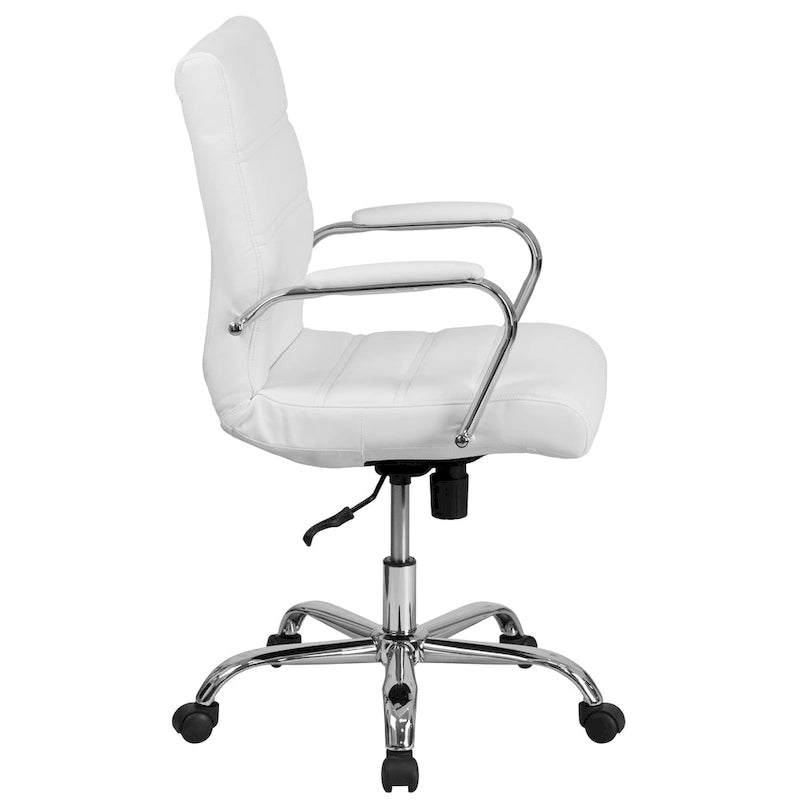 Chaise de bureau pivotante à dossier mi-haut, Leathersoft, plusieurs couleurs et piètements, unité