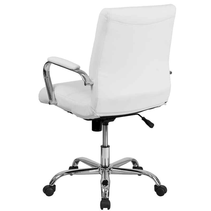 Chaise de bureau pivotante à dossier mi-haut, Leathersoft, plusieurs couleurs et piètements, unité