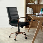 Chaise de bureau pivotante à dossier mi-haut, Leathersoft, plusieurs couleurs et piètements, unité