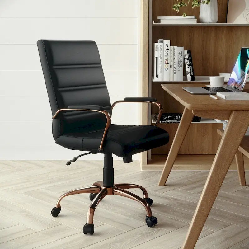Chaise de bureau pivotante à dossier mi-haut, Leathersoft, plusieurs couleurs et piètements, unité