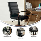 Chaise de bureau pivotante à dossier mi-haut, Leathersoft, plusieurs couleurs et piètements, unité
