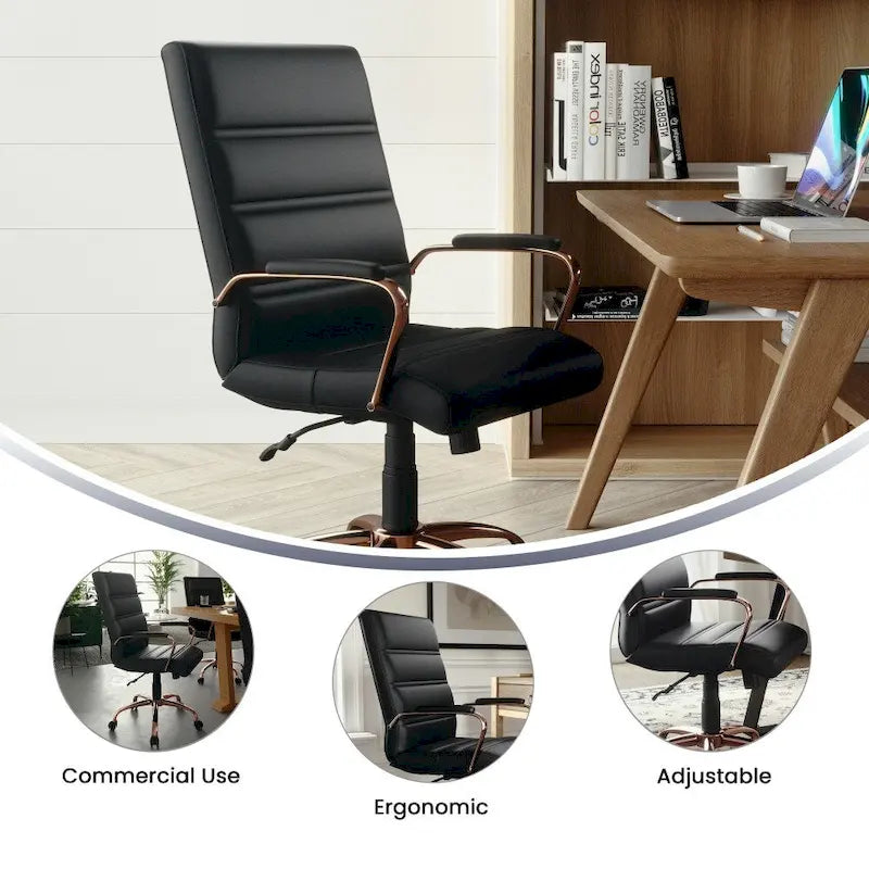 Chaise de bureau pivotante à dossier mi-haut, Leathersoft, plusieurs couleurs et piètements, unité