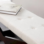 Banc rembourré capitonné blanc cassé, style transitionnel, 1 à 2 places