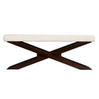 Banc rembourré capitonné blanc cassé, style transitionnel, 1 à 2 places