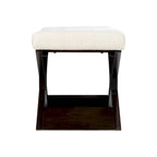 Banc rembourré capitonné blanc cassé, style transitionnel, 1 à 2 places