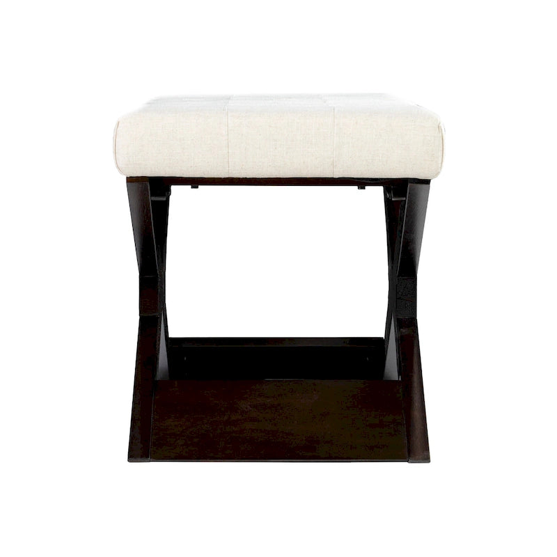 Banc rembourré capitonné blanc cassé, style transitionnel, 1 à 2 places