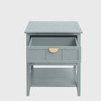 Table de chevet à 2 tiroirs gris/vert olive, montage par 1 personne