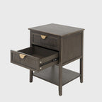 Table de chevet à 2 tiroirs gris/vert olive, montage par 1 personne